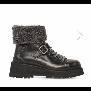 Miu Miu 55mm boucle sock leather ankle boots